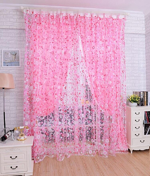 Pink Floral Bedroom Curtain
